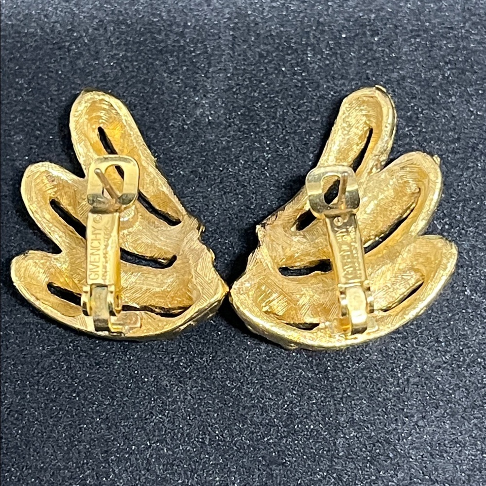 1594 Givenchy Gold Tone Abstract Wing Earrings - Picture 3 of 5